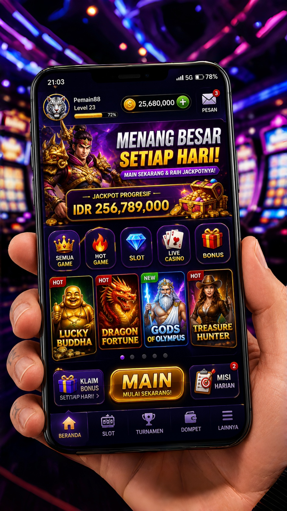 Tampilan antarmuka utama aplikasi 5rt yang ramah pengguna.